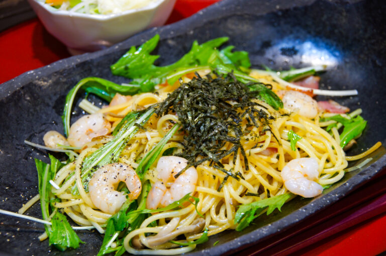エビとベーコンの和風パスタ
